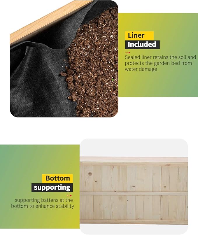 Raised Garden Bed Elevated Wood Planter Box Outdoor and Indoor Planter Box 49Lx24Wx29H Patio Garden Grow Bed for Vegetable Flower