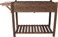 49(L) x22(W) x32(H) 8 Pockets Horticulture Raised Garden Bed Elevated Wood Planter Box Stand Storage Shelf with Foldable Side Table for Vegetable Flower Backyard Patio Gardening BalconyDark Brown