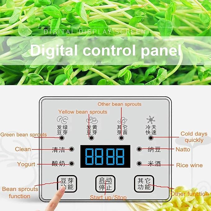 Automatic Sprouter Bean Growing Machine 3 Layers Germination Tank Seed Germination Machine LED Display Time Control 360° Automatic Spray for Every HOM