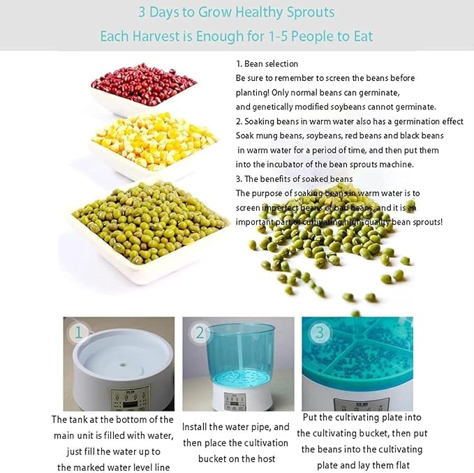Automatic Sprouter Bean Growing Machine 2/3 Layers Seed Germination Kit Automatic Sprinkler Seed Sprouts Maker Homemade Seed Grow Cereal Tool