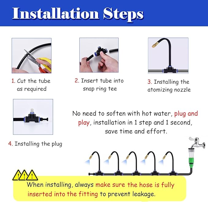 Site Fence Sprinkler System for Cooling/Dust Removal Greenhouse/Garden Irrigation Kit Versatile Outdoor Misting Cooling System with Nozzles &amp Hose(1181inch/30m/98.5ft)