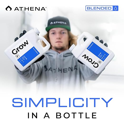 Athena Blended Grow A&ampB | 2-Part Vegetative Liquid Fertilizer for Hydroponics &amp Soil | Plant Food for Veg Stage Growth | NPK A 4-0-1 | B 1-3-5 | 32 Ounce
