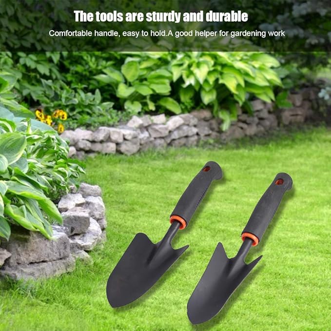 Topyond 4pcs Gardening Tool Set Garden Rake SpadeHand Cleaning Shovel ToolsAnti Rust and Durable Gardening Shovel Tools Suitable for Family Gardening Flowers Planting