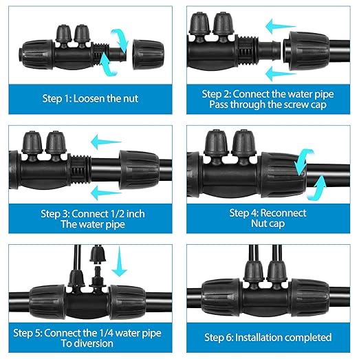 40 PCS Drip Irrigation Fittings 4-Way Lock Barbed Connectors 1/2 Inch to 1/4 Inch Anti-Drop Tee Fitting for 1/2 Irrigation Tubing (16mm OD 0.60-0.63) Garden Lawn Farm Drip System Parts