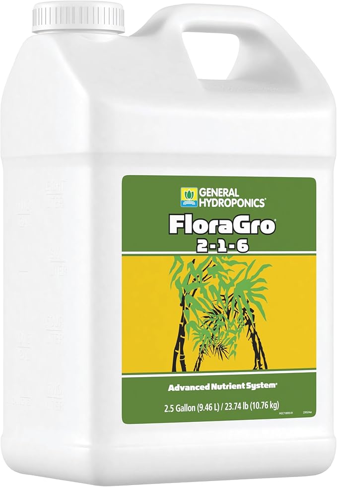 General Hydroponics FloraGro Plant Food 2-1-6 2.5 gal.