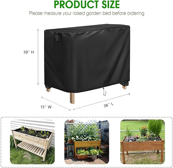 Cover for Raised Garden Bed 38 x 15 x 30 inch Waterproof Elevated Flower Bed Covers for Winter Raised Tall Planter Box Cover for Outdoor Protection
