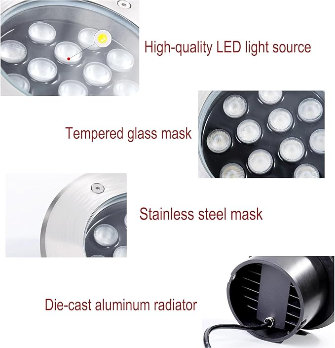 LED Landscape Light - 12V Waterproof In-Ground Spotlight for Lawn Garden and Terrace (Blue 9W White 5W)