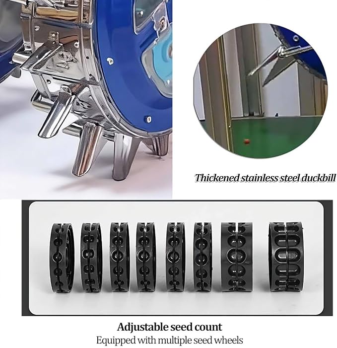 Push Garden Seeder Double Wheels Row Planter Metal Manual Roller Seeding Machine Corn Planter Seeder Precise Seeding Machine for Soy Peanut Corn Cotton Soybean(6 Nozzles)