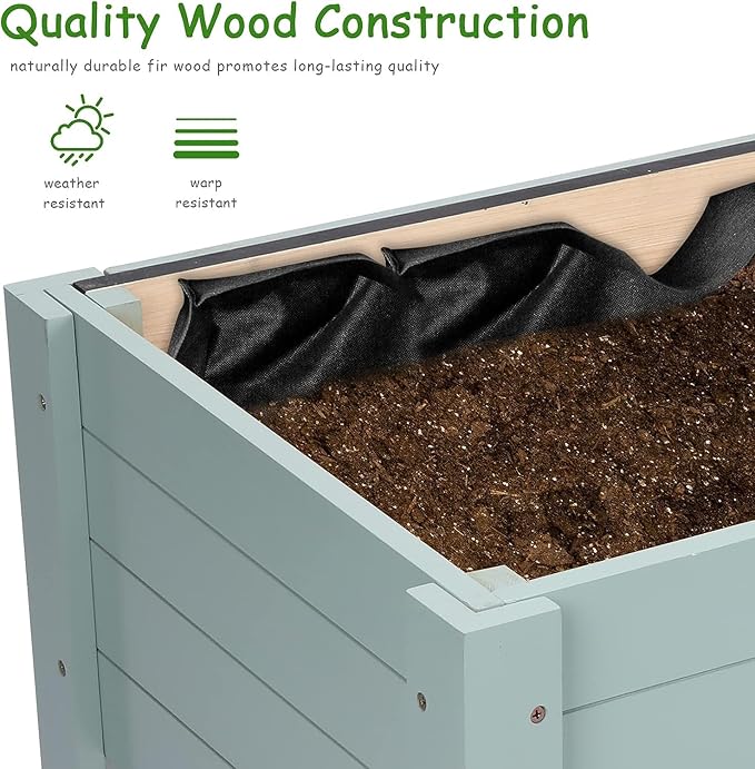 Wood Raised Herb Vegetable Flower Raised Garden Planter Box with LegsChalk Board Back and Planter Grow Bag Insert Kids or Adult