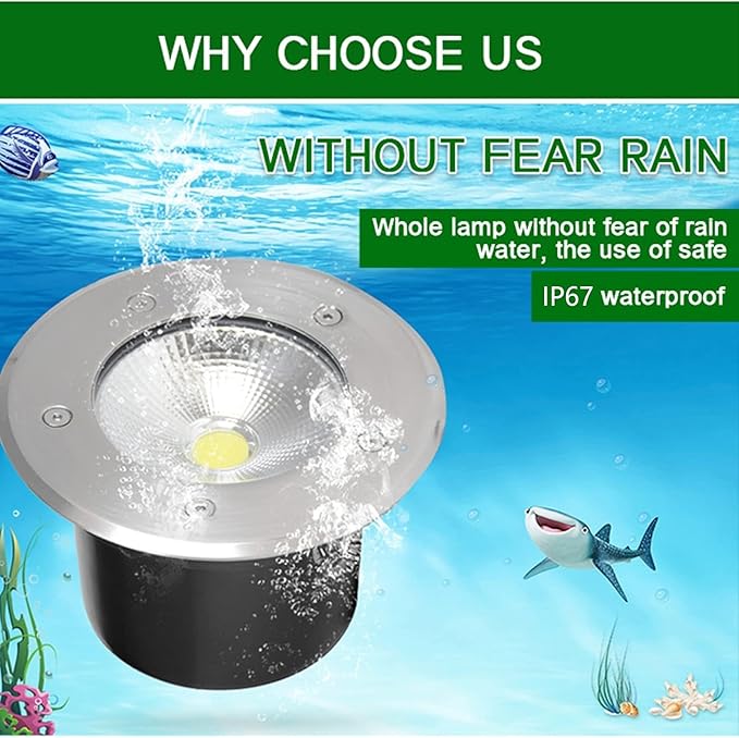 Ground Spotlights - LED Recessed Floor AC12V Outdoor LED IP67 Waterproof LED Outdoor Courtyard COB Landscape Tree Light Floor Lamp(Warm Light3W)