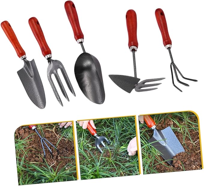 BESPORTBLE 1set Gardening Tools Rake Hoe Shovels for Efficient Planting and Soil Loosening Garden Tool Set for Outdoor Use Comfortable Grip Handles for Flower and Vegetable Care