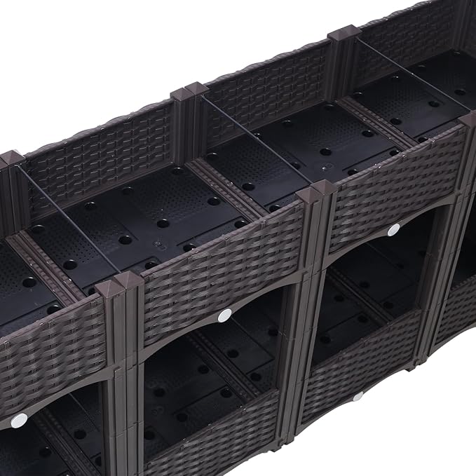 Planter Raised Beds - Elevated Garden Box with Drainage Plug for Vegetable/Flower/Herb Outdoor Gardening Kit Brown 63x15.7x27.7