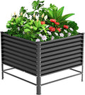 Doniks Raised Garden Bed with Legs 48×48×37in Large Outdoor Metal Galvanized Garden Planting Box1200lb Capacity for Vegetables Lawn Green Flowers Fruits Terrace
