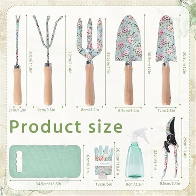 10-Piece Garden Tool Set Stainless Steel Heavy Duty Gardening for Digging Planting and Pruning Gardening Gifts for Women mom