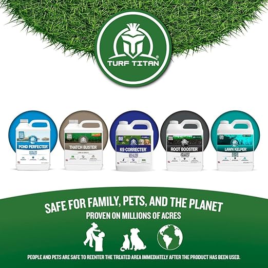 Turf Titan Lawn Striper Hose End – Iron &amp Nitrogen Fertilizer to Promote Dark-Green Stripe-Defined Turfs – Kids &amp Pet Safe Natural Lawn Fertilizer – Green Grass Solution – 6000 Sq Ft (32 oz