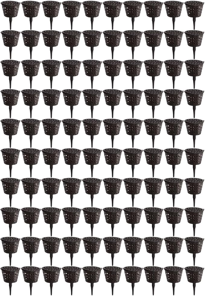 100PCS Potting Fertilizer Tools Plastic Planting Fertilizer Net Basket Garden Nutrient Cup Net Pot Portable Fertilizer Net Basket with Lid for All Kinds of Potted Plants and Vegetable Gardens(Small)