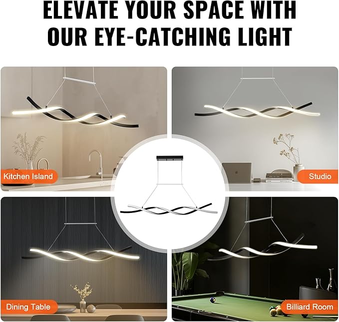 VEVOR Modern Chandelier Light Fixtures 24W Dimmable LED Pendant Light with Remote Control Silicone Lampshade 3000K / 4000K / 6500K Color Temperature Adjustable Ceiling Lamp for Kitchen Dining Room