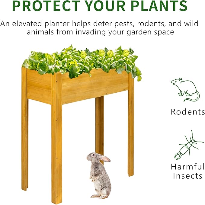 Premium Fir Wooden Raised Garden Bed with Four Legs for Backyard and Balcony GardeningSuitable for Indoor and Outdoor use33.07''×15.75''×38.58''