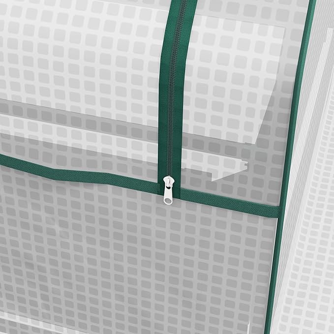 Outsunny 4 x 3 x 1ft Raised Garden Bed with Mini Greenhouse Galvanized Outdoor Planter Box with Cover for Herbs and Vegetables Use for Patio Garden Balcony White Cover and Silver Planter