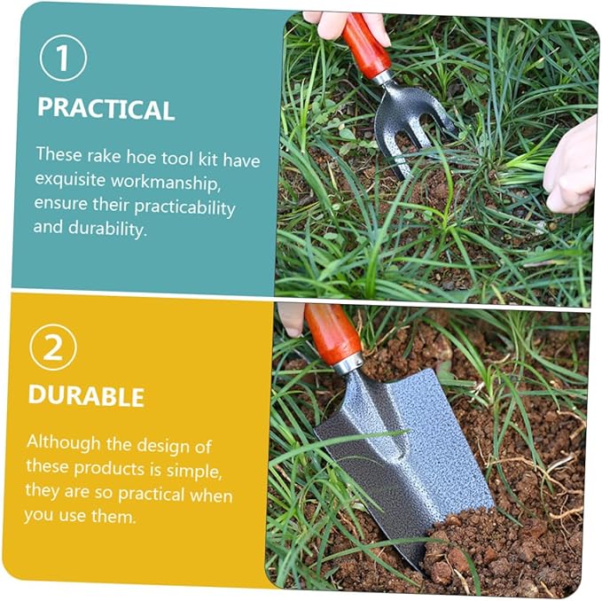 Garden Tool with Ergonomic Handles Lightweight Planting Shovels and Rake for Flower Beds and Outdoor Gardening Polished Edges for Easy Digging and Soil Loosening