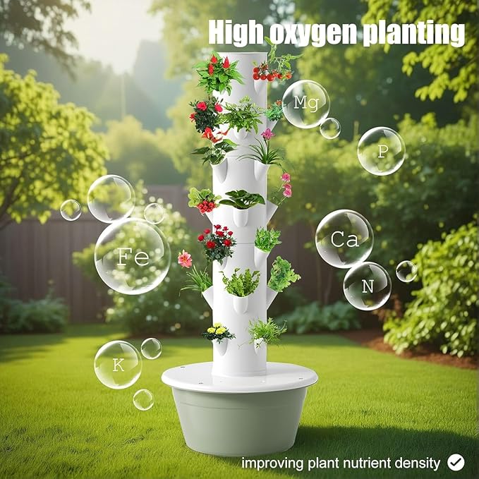 Hydroponic Growing Kit System with 4 LED Grow LightsHydroponics Tower Set 7 Layer 28 Pots Planter Vertical Hydro Tower Indoor Herb Garden Kit for Lettuce Veggies and Fresh Greens