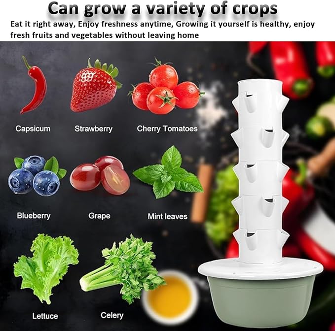 Hydroponics Growing System Tower hydroponics Growing systemvertical Farming Tower Outdoor hydroponic System for Gardening Lover Indoor Herbs Fruits and Vegetables (Green 5Layers)