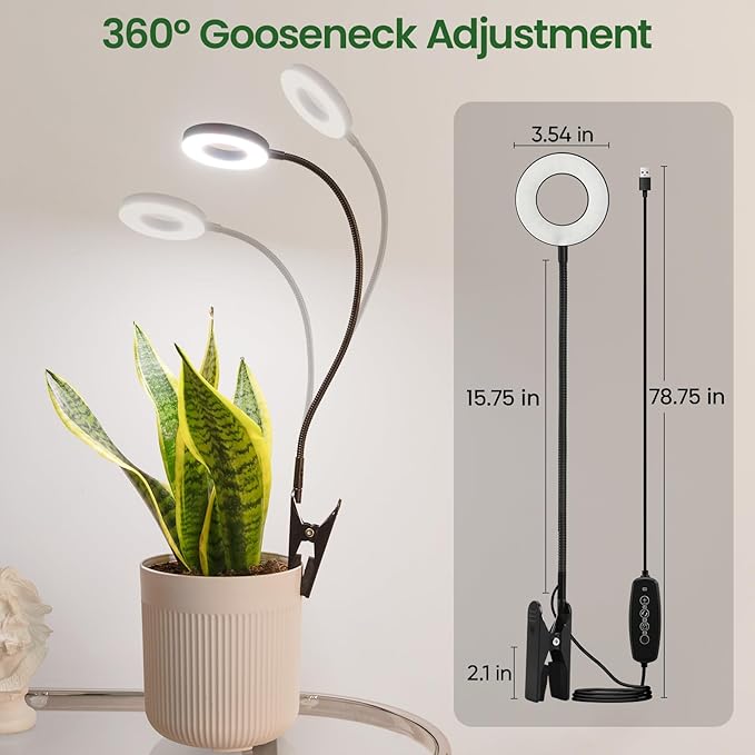LORDEM Indoor Plant Grow Lights with 6/8/12/16H Auto Timer 3 Spectrum Modes Full Spectrum LED Adjustable Height for Small Plants 3Pack Black