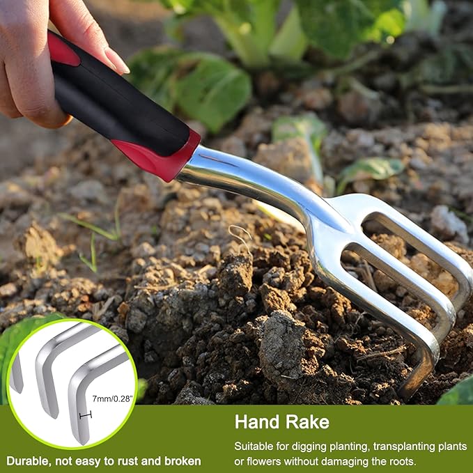 FANHAO 3 Piece Heavy Duty Gardening Tools + Garden Hose Wand with Thumb Control