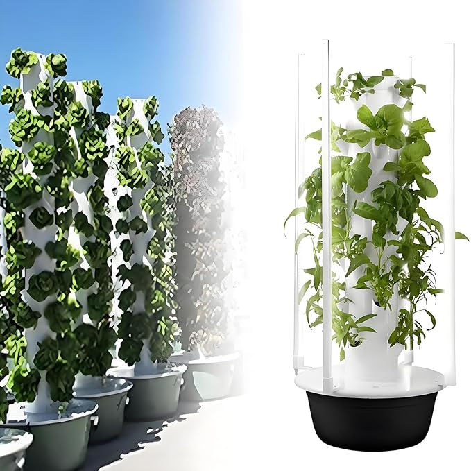 Hydroponics Tower Set Hydroponic Growing System Hydroponic Growing Kit Aquaponics Growing System Hydroponics Vertical Growing System with LED Grow Lights9 Layer