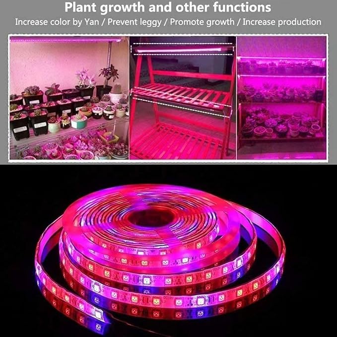 Grow Lights for Seed Starting 16.4FT Full Spectrum LED Plant Grow Light Strips Red &amp Blue 5:1 Waterproof Flexible Growing Lamp for Greenhouse Hydroponics