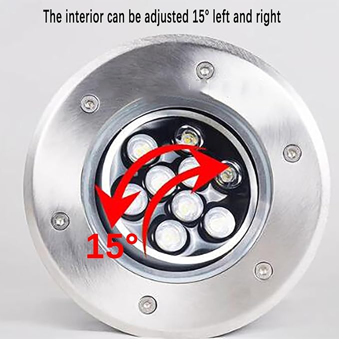 Outdoor Buried Lights - LED Landscape Lamp AC 24V Low Voltage Recessed Spotlight 15° Adjustable Angle Floor Lamp IP67 Waterproof Ground Light Garden CourtyaWhite-15W