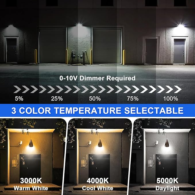OSTEK 25W LED Bullet Spotlight - 3500LM 3CCT Selectable (3000K/4000K/5000K) 0-10V Dimmable IP65 Landscape Flood Light with Knuckle Mount UL DLC Listed (120-277V) (1-Pack)