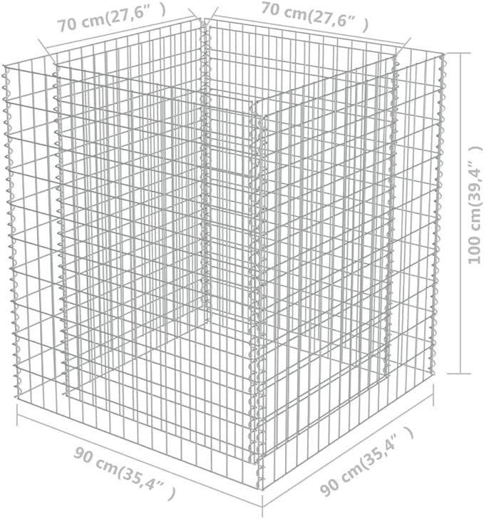 Outdoor Garden Gabion Basket Planter Raised Vegetable BedSteel Garden Decoration Raised Bed Galvanised Steel 35.4x35.4x39.4