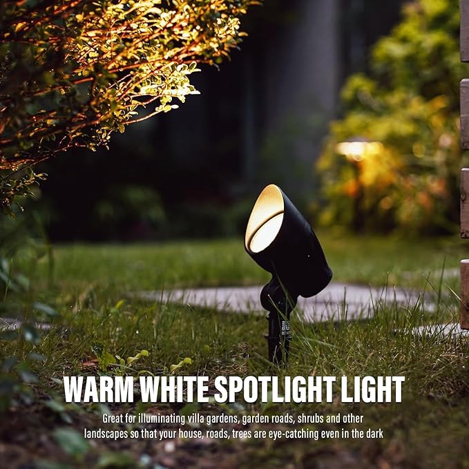 VENUS MANUFACTURING Low Voltage Landscape Spot Light Landscape Lighting Kits 380 Lumen Waterproof 50W Halogen Outdoor Spotlights 12V 3000K Warm White Metal Tree Lights for Garden &amp Yard