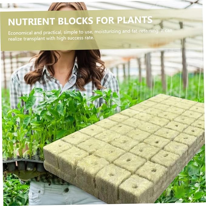 100pcs Stonewool Hydroponic Grow Cubes for Soilless Planting Gardening Supplies for Vegetable High Water Absorption Breathable Substrate Blocks