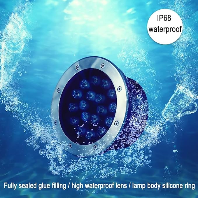 Outdoor Buried Lights - LED Underwater Light AC 24V Low Voltage Embedded Spotlight IP68 Waterproof Water Landscape Light for Underwater Decorative Lighting Easy to Install(White12W) (Yellow 15W)