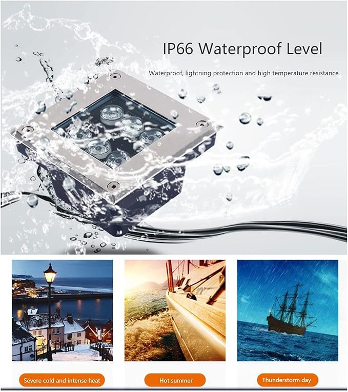 Outdoor Landscape Lights Square Buried Light IP66 Waterproof Embedded Garden Underground Light for Walkway Pathway Patio Step Deck Spotlight AC85-110V