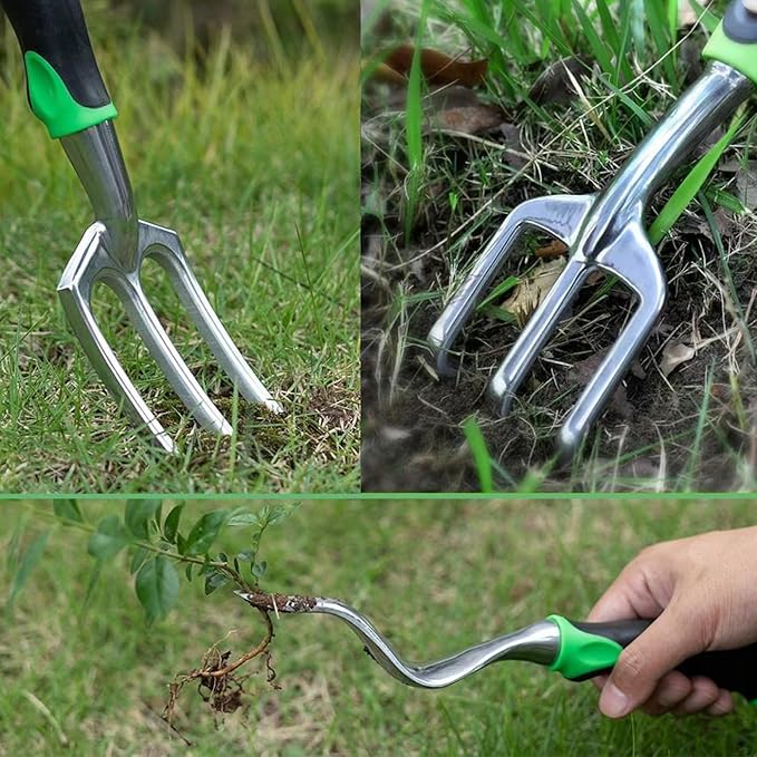Garden Tool Set 8 PCS Stainless Steel Heavy Duty Gardening Tool Set with Non-Slip Rubber Grip Storage Tote Bag Outdoor Hand Tools Pruning Shears Set Gardening Tool Kit（Green）