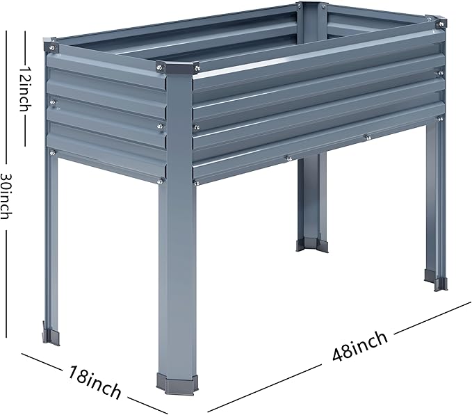 Vengarus Galvanized Raised Garden Bed Outdoor with Legs48×18×30in Metal Elevated Raised Planter Box for Backyard Patio Balcony 300lb CapacityGrey(2PCS)