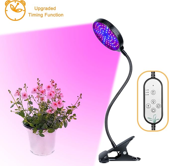 Sunlike LED Grow Light with Blue Red Light USB Powered 4/8 / 12H Timer &amp 5 Brightness Levels - Full Adjustable Gooseneck Waterproof Clip for Indoor Plants &amp Seedlings (Type 1)