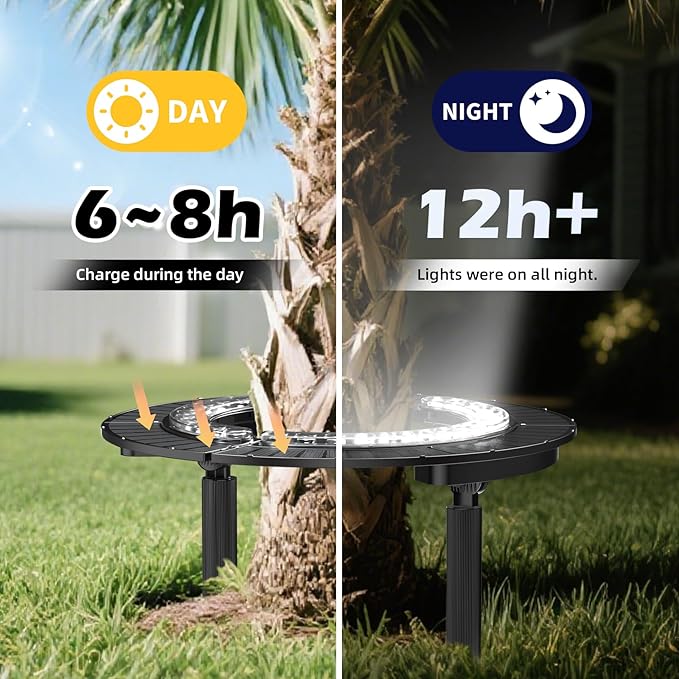 Wireless Solar Palm Tree Lights Outdoor 12000 mAh &amp 32 LEDs Outdoor Yard Lighting 6000K Uplight Landscape Lights Solar Powered Flood Lights for Large Tree Yard Landscape Garden