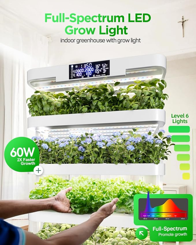 Woolooloo Large Hydroponics Growing System Kit 5-Tier Indoor Herb Garden with Smart Climate Control Auto Misting Full Spectrum Grow Light Vertical Hydroponic System for Home or Commercial