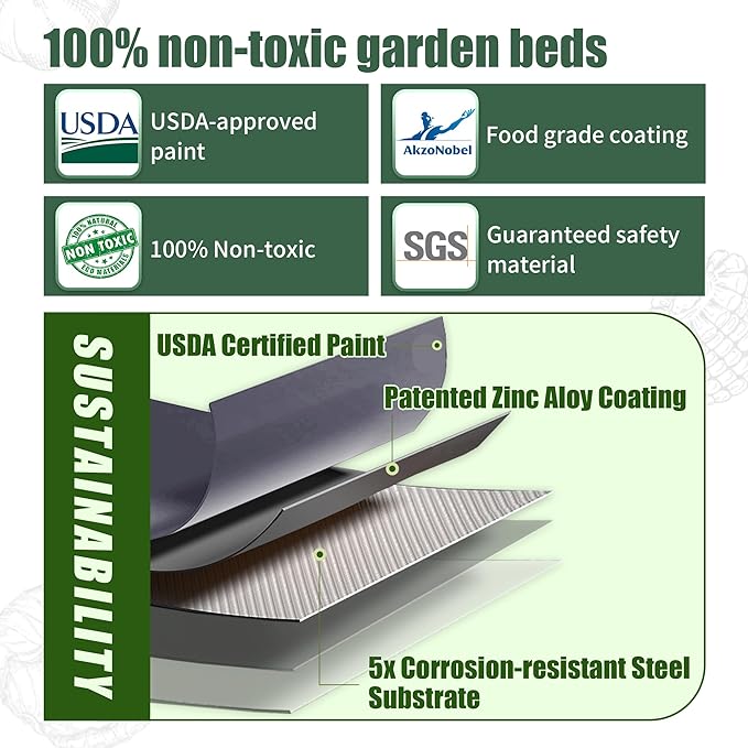 Raised Garden Bed 5x2x1.4 Ft Planter Box for Outdoor - Zinc-Aluminum-Magnesium Stainless Steel Durable Metal Garden Beds Kit for Vegetables Flowers Herbs and Succulents (Deep Grey)