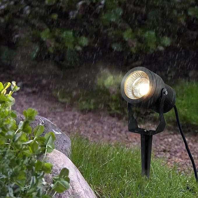 Kiven IP65 Waterproof LED Landscape Clamp Light LED Decorative Spotlight Lamp with Plug-in Cord and Timer for Indoor Outdoor Yard Garden Step Statue (10W Warm White)