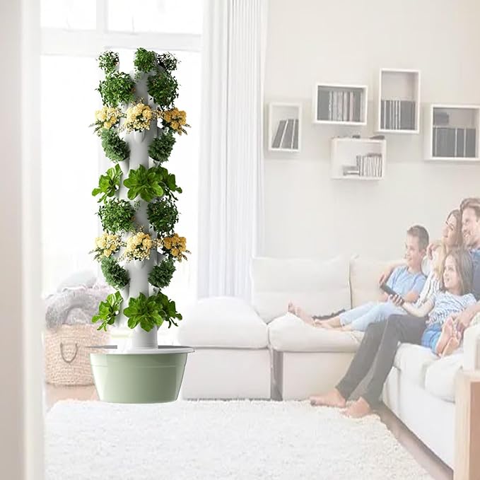 Hydroponic Tower Hydroponics Growing TowerHydroponics Growing Kit Tower Vertical Garden Planter Indoor Smart Garden Kitfor Fruits and Vegetables Black-9layers