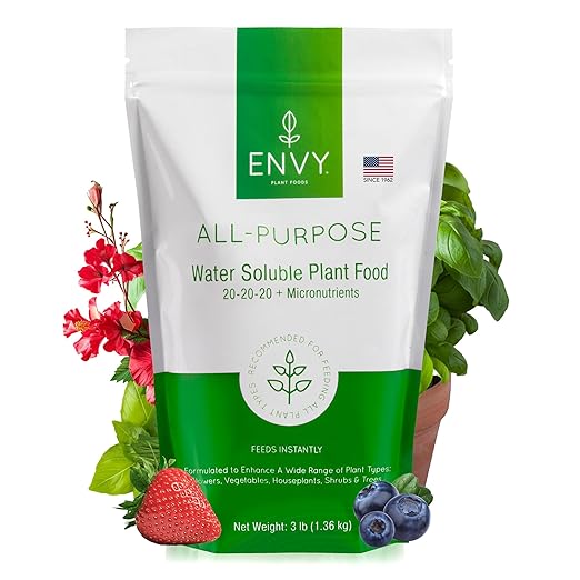 ENVY All-Purpose Plant Fertilizer 3 Pound - Makes 300 Gallons for Indoor and Outdoor Plants Pet Safe Water Soluble Made in USA
