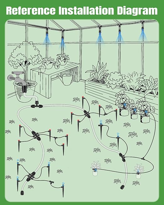 Pawfly 250 ft Drip Irrigation System Quick-Connect Drip Irrigation Kit with 50ft 1/2 &amp 200ft 1/4 Tubing and Accessories Garden Watering System for GreenhouseYardsLawnRaised Bed