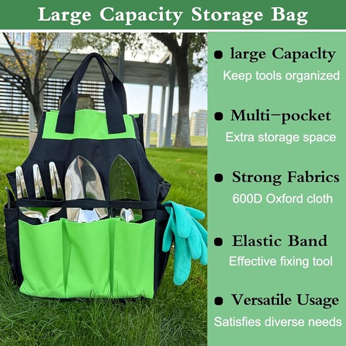 Garden Tool Set Stainless Steel Gardening Hand Tools Gardening Supplies Kit Garden Tools with Fashion and Durable Storage Bag Ideal Gifts for Women Men (13 Pieces)