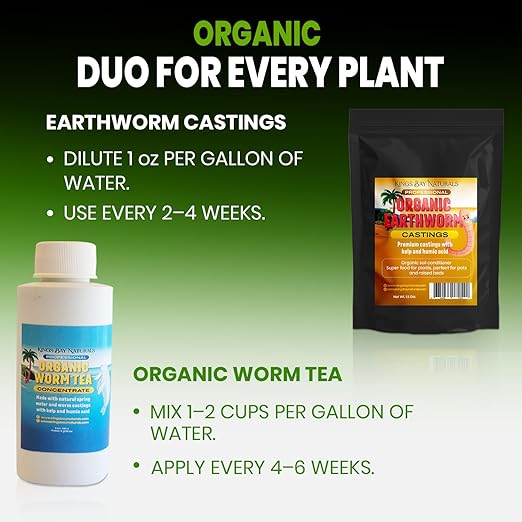 Premium Organic Worm Castings &amp Worm Tea – 1.5 QTS Worm Castings with Kelp &amp Humic Acid + 4 oz Worm Tea – Natural Soil Fertilizer for Indoor &amp Outdoor Gardens Vegetables Flowers &amp Tr