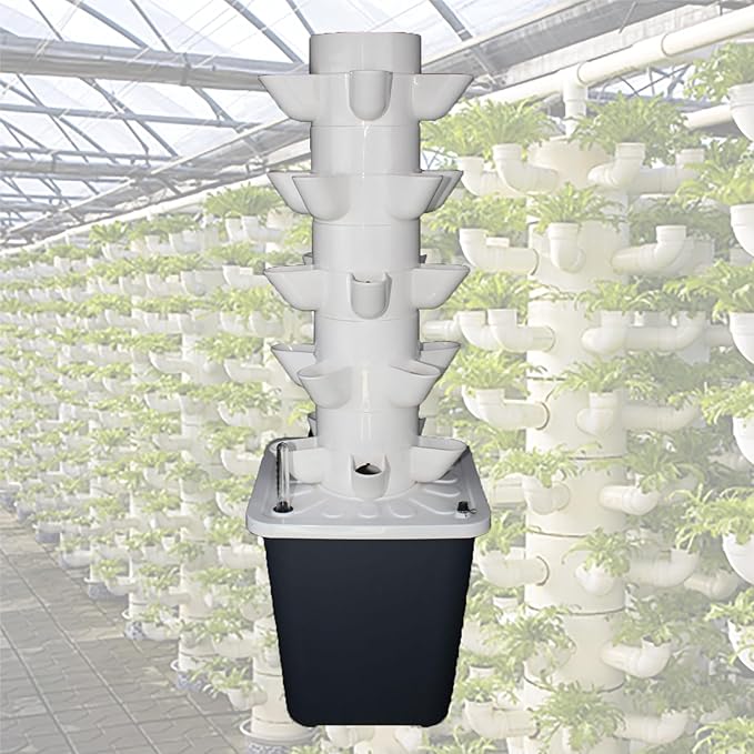 Hydroponic Growing System Kit Hydroponic Garden Tower with Pump System 5/6 Layers Indoor Vertical Hydroponic Garden Tower for Herbs Fruits and Vegetables(Size:5 Layers 25 Holes)